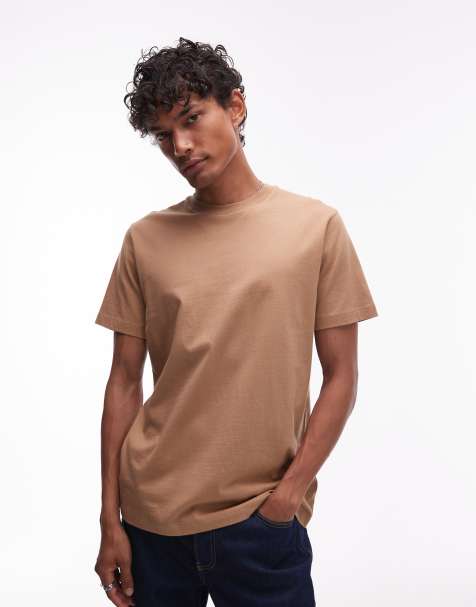 Topman oversized fit t-shirt in camel - view 1