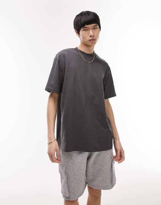 Topman oversized fit t-shirt in charcoal