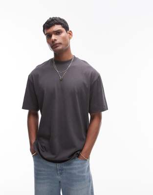 Topman oversized fit t-shirt in charcoal