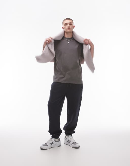 Topman oversized fit t shirt in charcoal ASOS