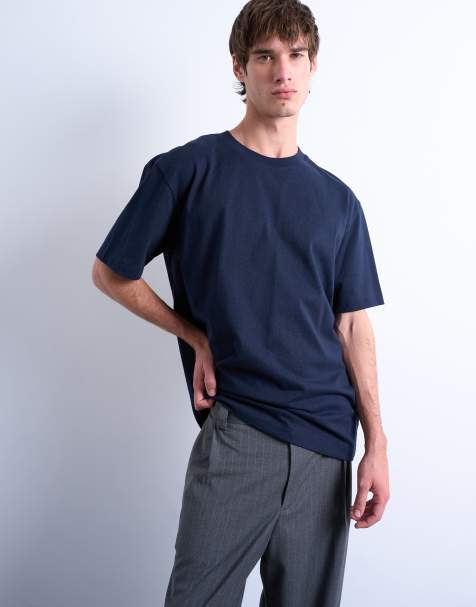 Topman oversized fit t-shirt in dark navy - view 1