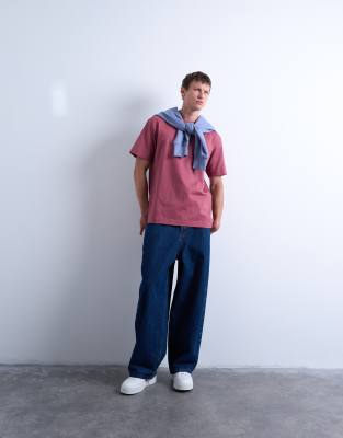 Topman Oversized Fit T-shirt In Burgundy