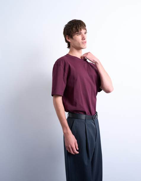 Topman oversized fit t-shirt in eggplant - view 1