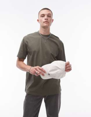 oversized fit t-shirt in khaki-Green