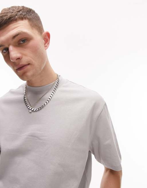 Topman oversized fit t-shirt in light grey