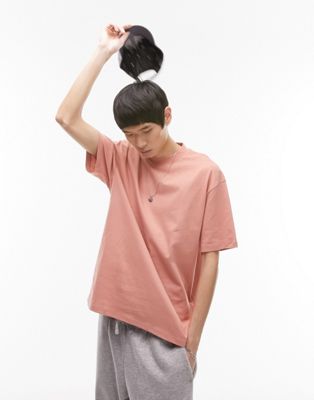 Topman oversized fit t-shirt in mid pink
