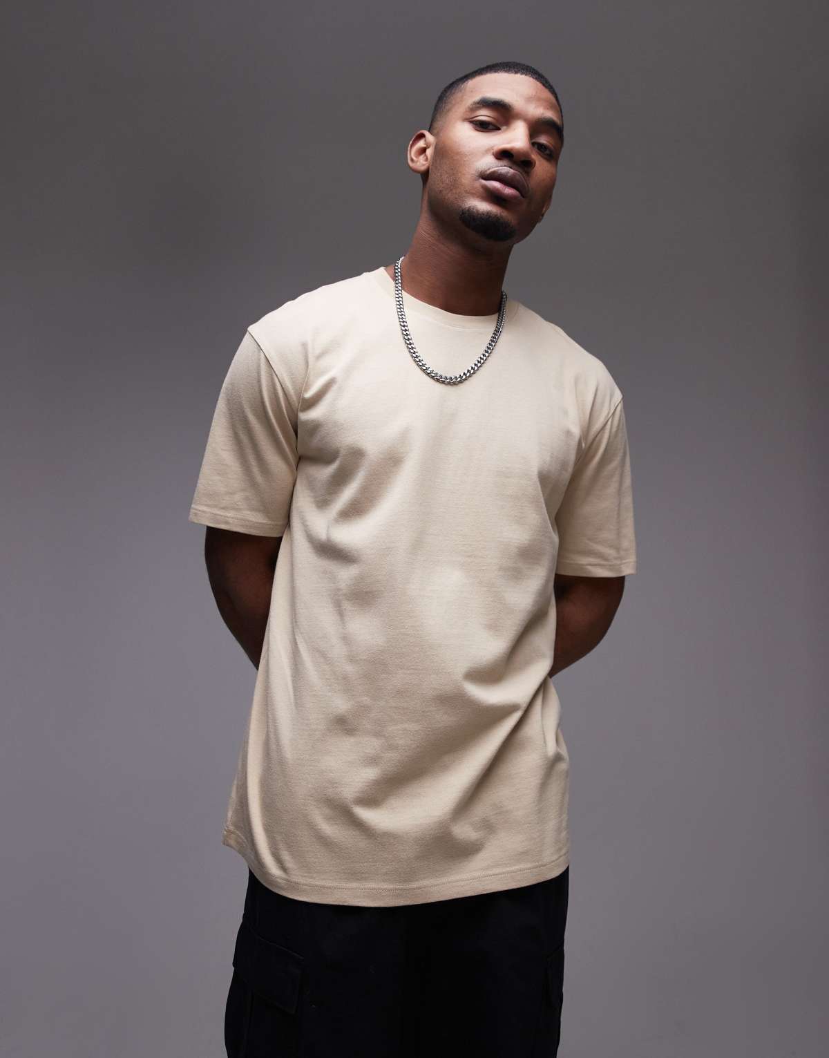 Topman oversized fit t-shirt in stone