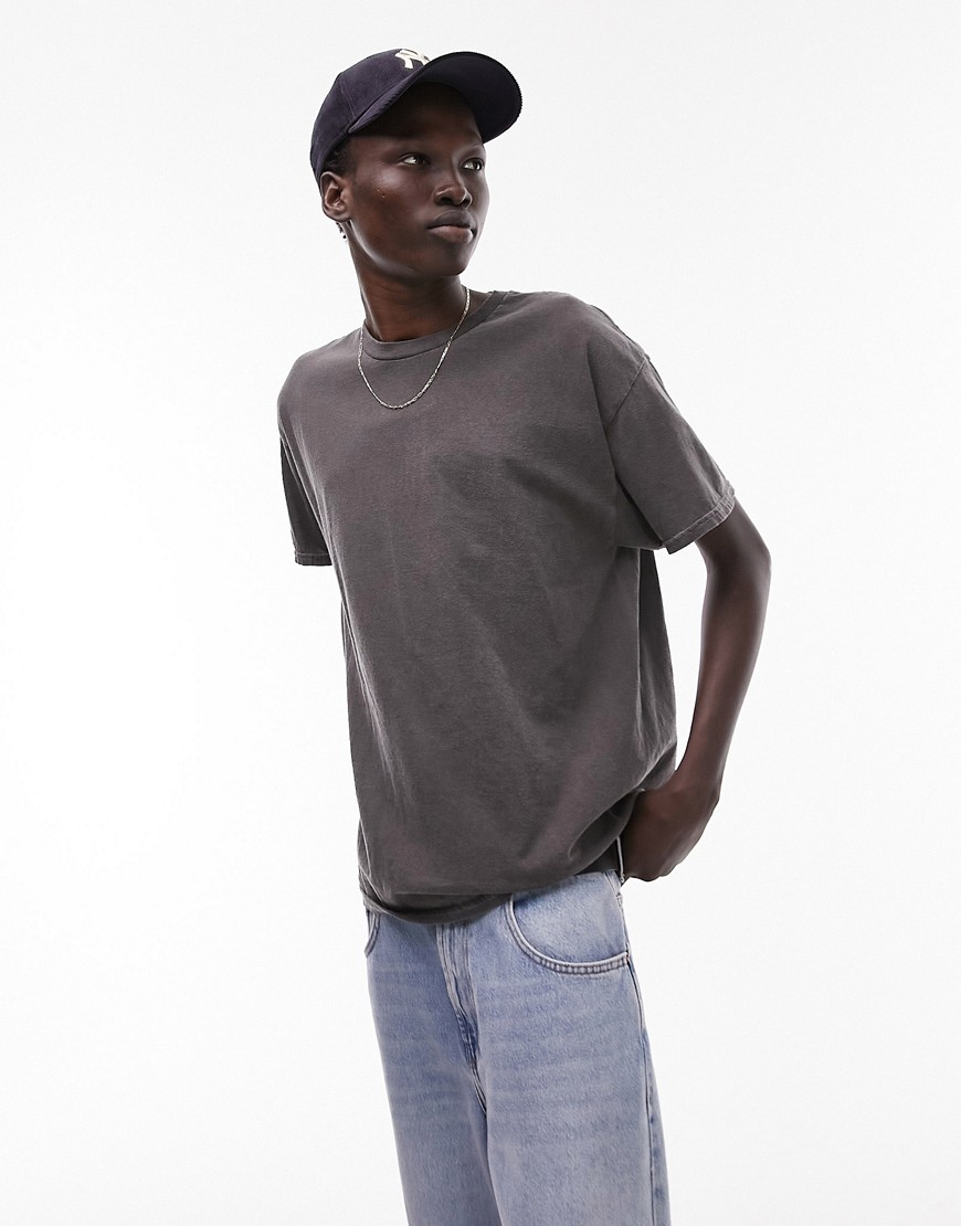 Topman oversized fit t-shirt in washed black
