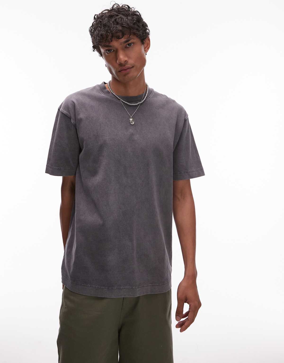 Topman oversized fit t-shirt in washed black