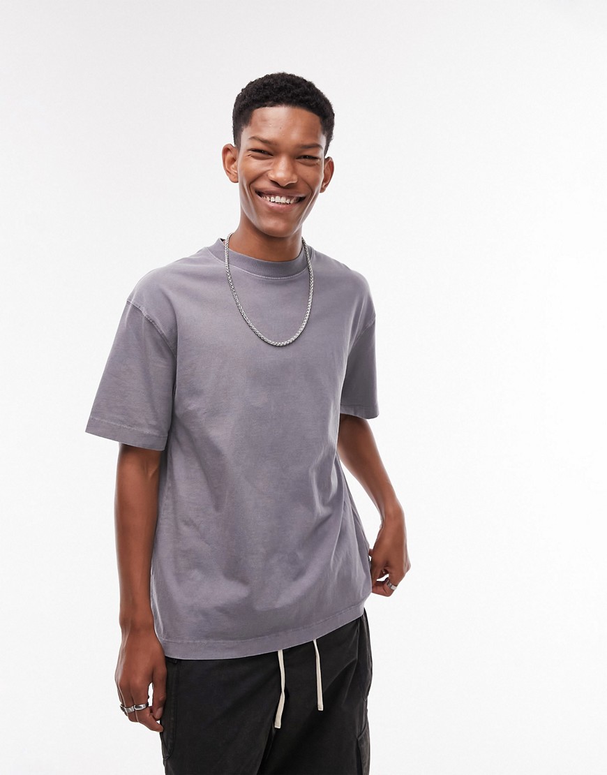 Topman oversized fit t-shirt in washed grey