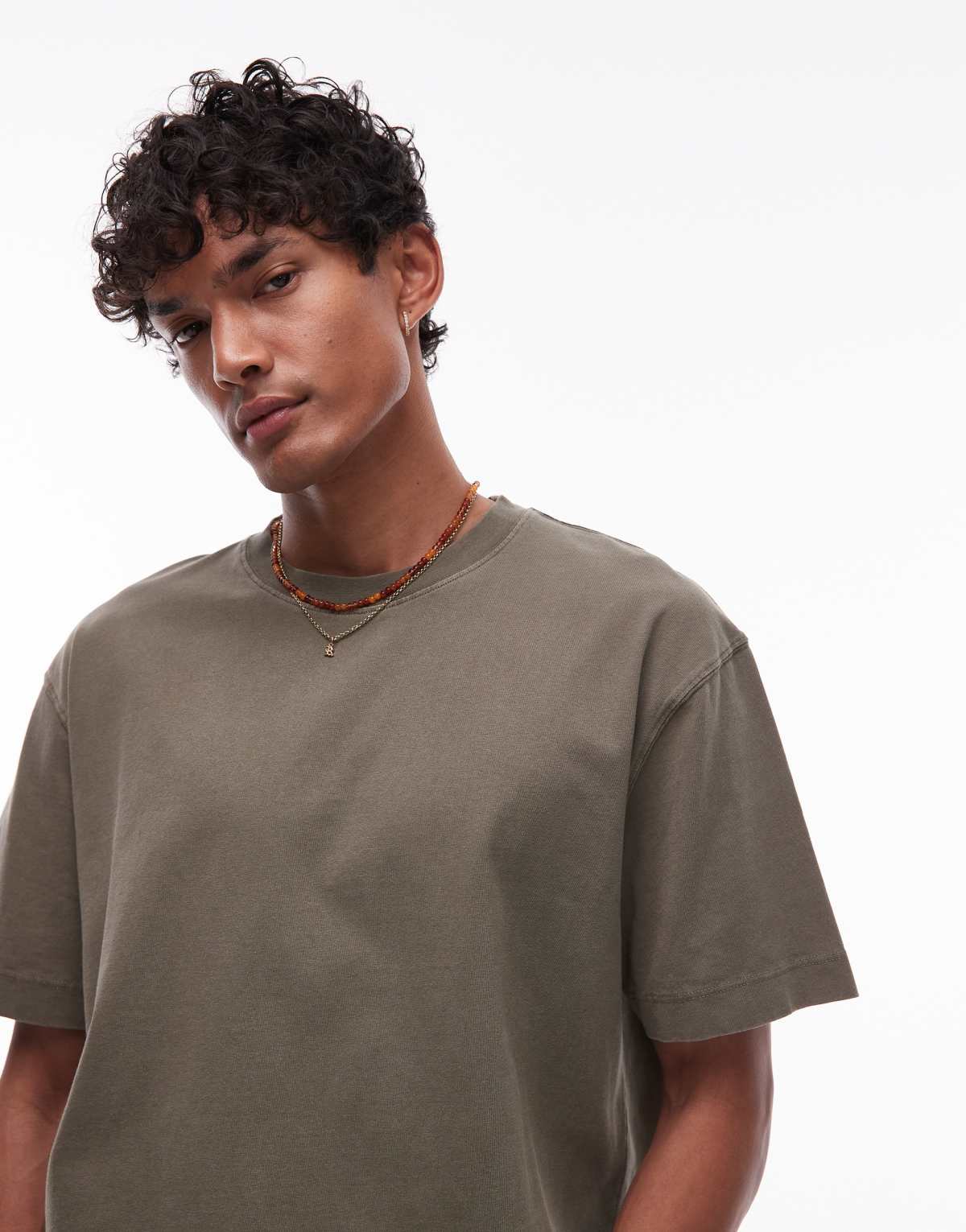Topman oversized fit t-shirt in washed khaki