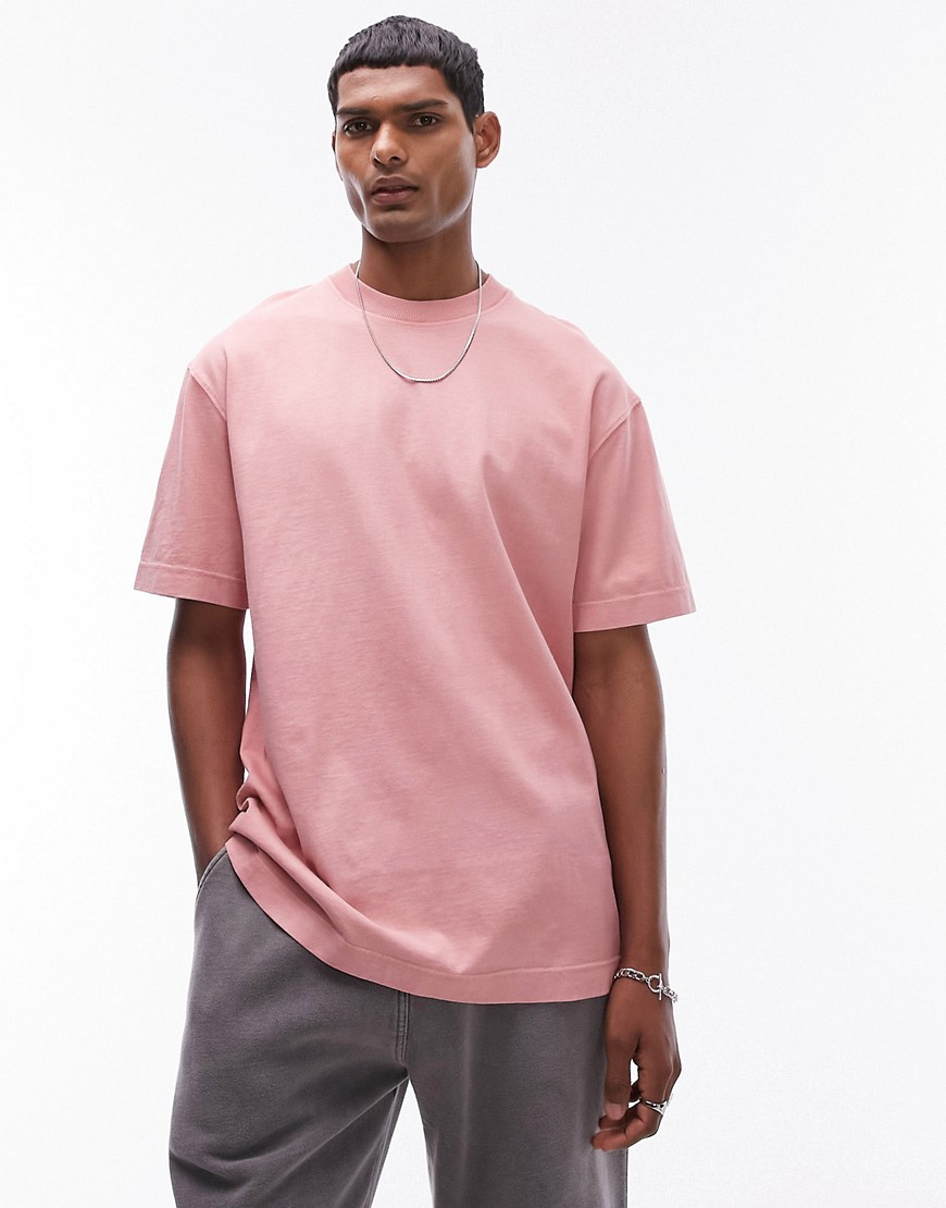 Topman oversized fit t-shirt in washed pink