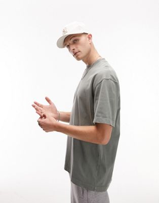 Topman oversized fit t-shirt in washed sage