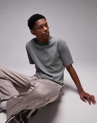 Topman oversized fit t-shirt in washed sage - ASOS Price Checker