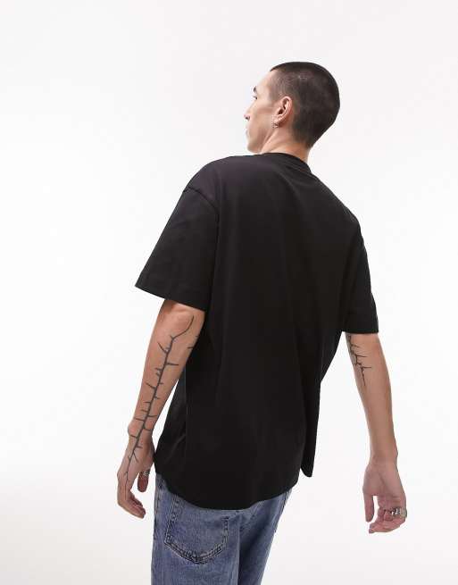 Topman oversized fit t-shirt with crane box print in black