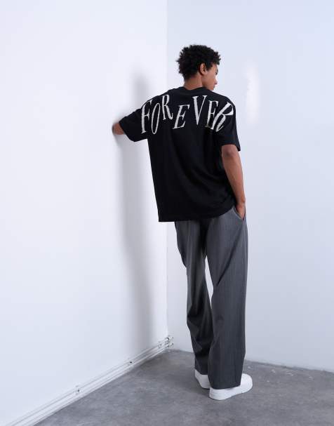 Topman oversized fit t-shirt with Forever embroidery in black - view 1