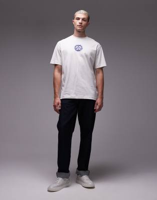Topman Oversized Fit T-shirt With Front And Back Cala Carbo Print In White