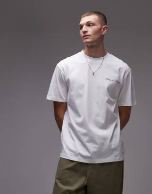 TOPMAN OVERSIZED FIT T-SHIRT WITH FRONT AND BACK CHATEAU PRINT 