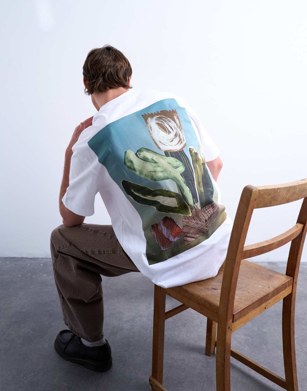 Topman oversized fit t-shirt with front and back collage floral print in white