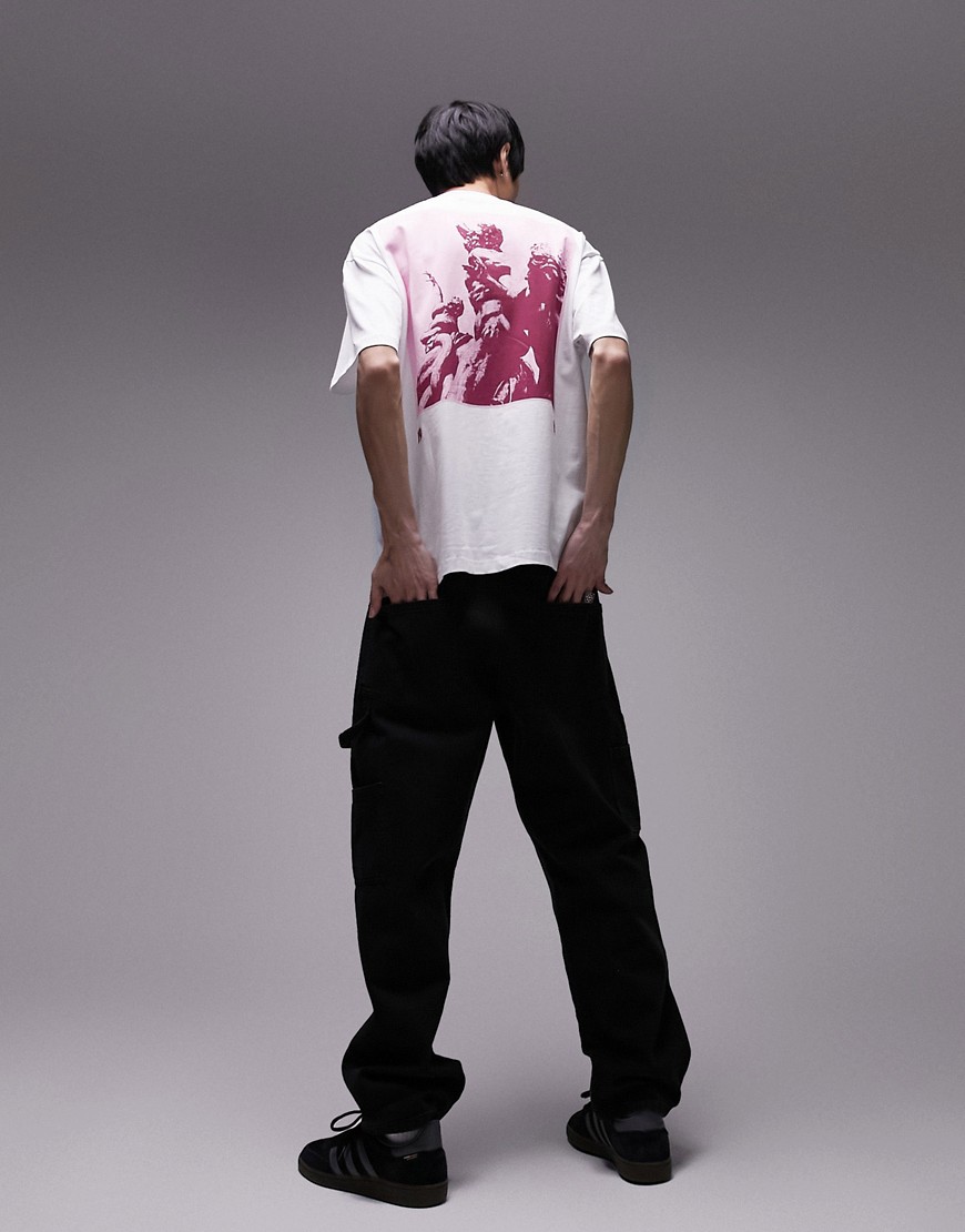 topman oversized fit t-shirt with front and back hope print in white