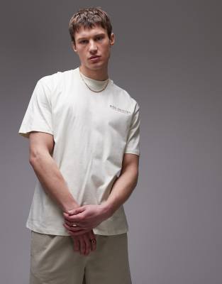 Topman Oversized Fit T-shirt With Front And Back Hotel Dolce Vita Print In White