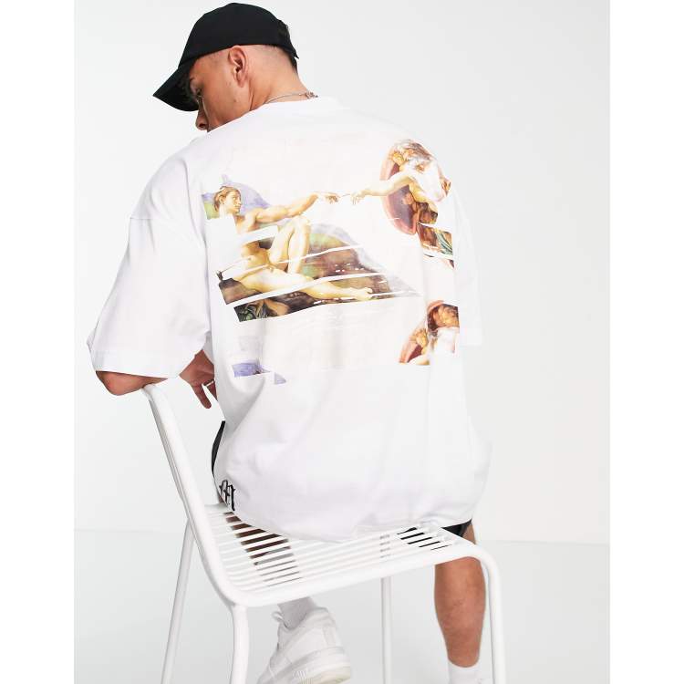 Topman Oversized Baseball Jersey with Logo in White