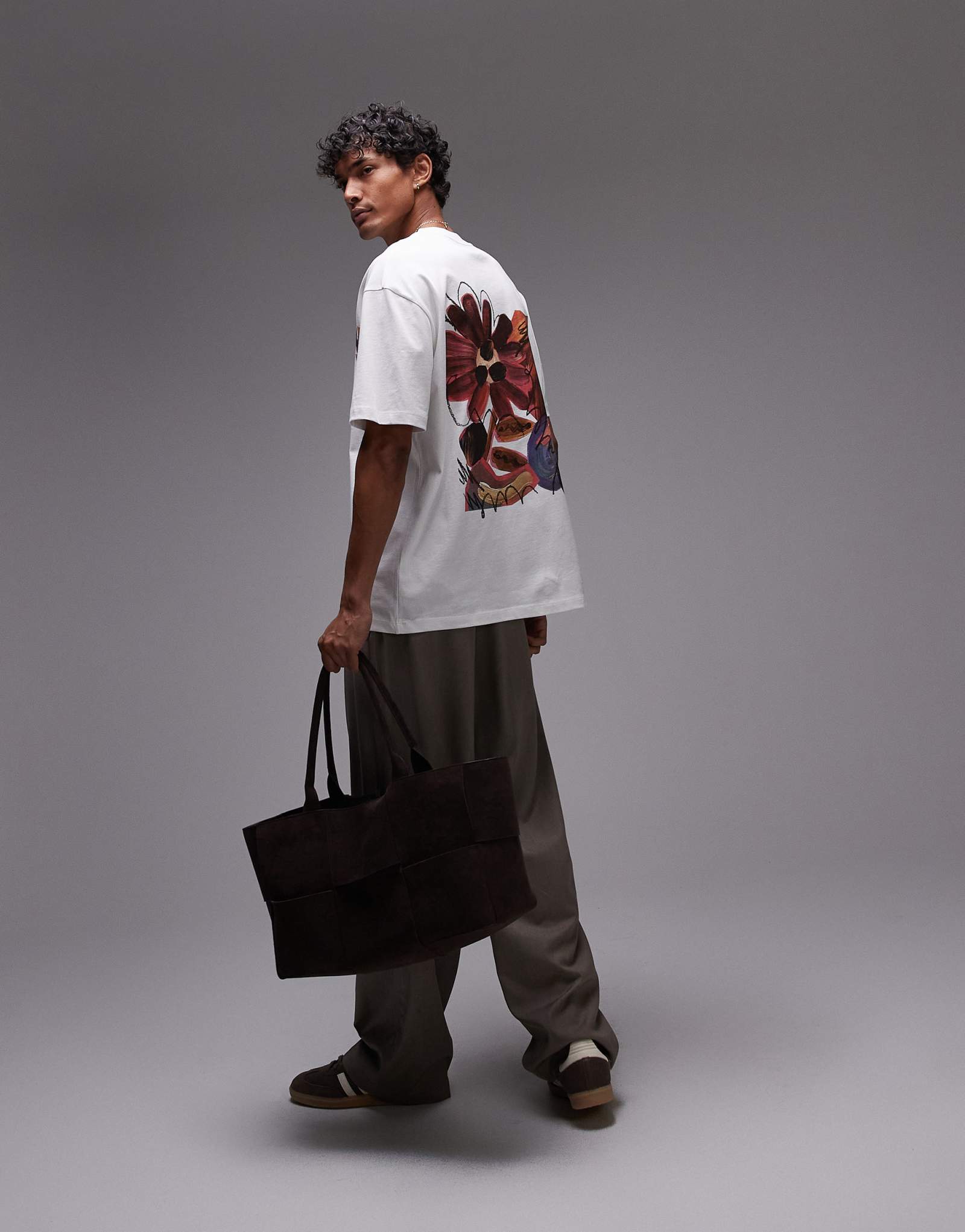 Футболка Topman oversize fit с принтом в виде коллажа спереди и сзади белого цвета