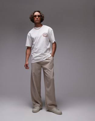 Topman Oversized Fit T-shirt With Front And Back Taverna Print In White