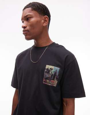 Topman Oversized Fit T-shirt With Front And Back Wine And Cheese Print