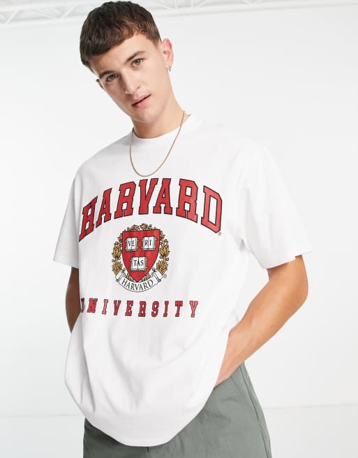 Topman oversized fit t shirt with Harvard uni print in white