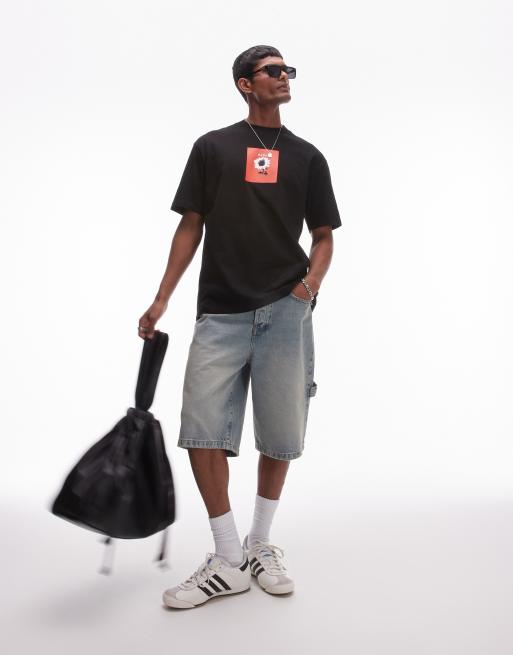 Topman oversized fit t-shirt with Japanese floral print in black, 4 of 4