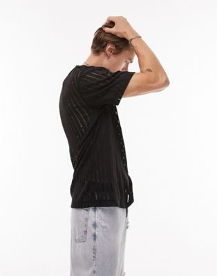 Topman oversized fit t-shirt with ladder in black