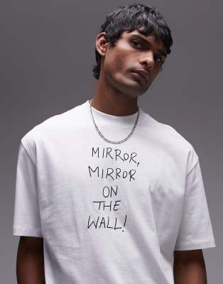 oversized fit t-shirt with mirror mirror embroidery in white