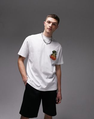 Topman oversized fit t-shirt with Napoli print in white