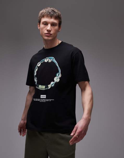 Topman oversized fit t-shirt with Oasis print in black - view 1