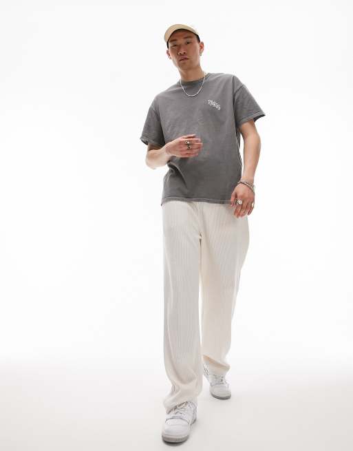 【U LAN】Paris Patch Washing Oversized Fit Short Sleeve T UA Heavyweight Logo Wash Men's Oversized Short Sleeve