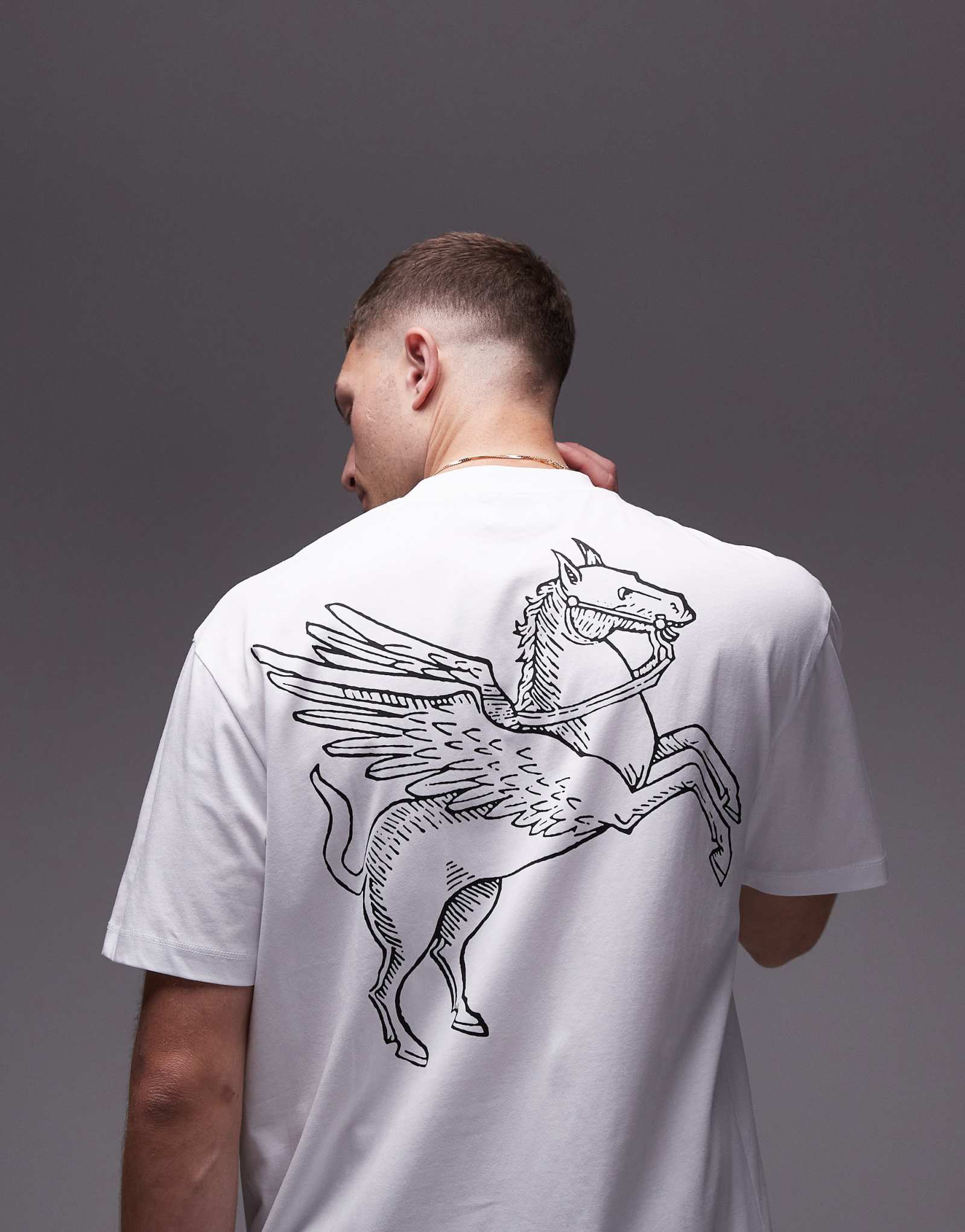 Белая футболка Topman oversize fit с принтом на спине 