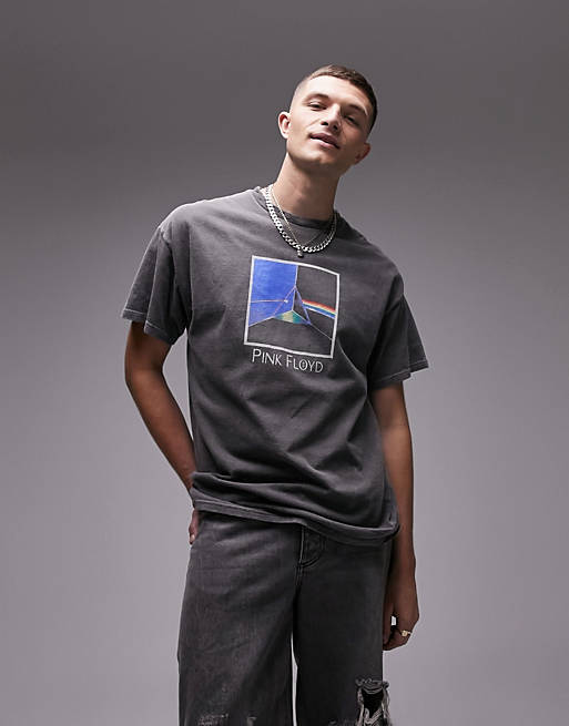 Topman oversized fit t-shirt with Pink Floyd print in washed black | ASOS