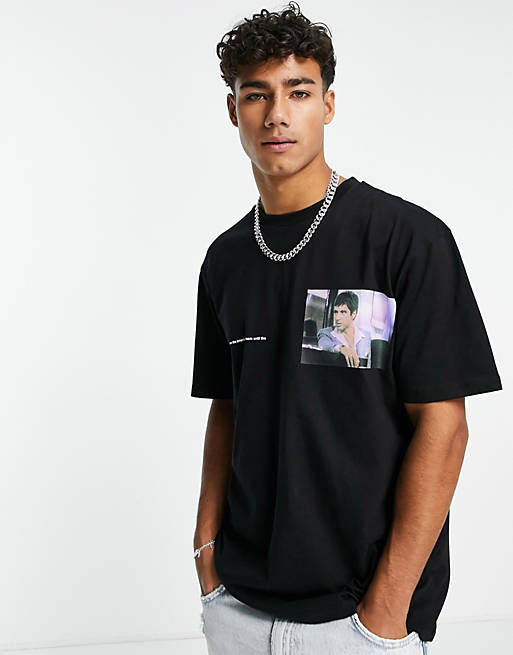  Topman oversized fit t-shirt with Scarface print in black 