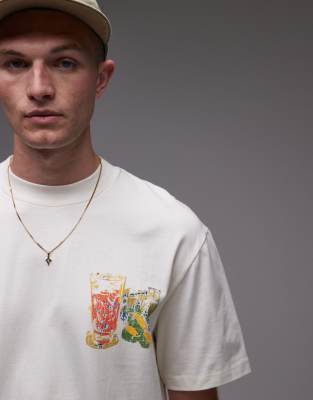 TOPMAN OVERSIZED FIT T-SHIRT WITH STAMP SCENE PRINT 