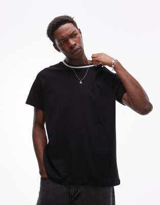 Topman Oversized Fit T-shirt With Tipping In Black