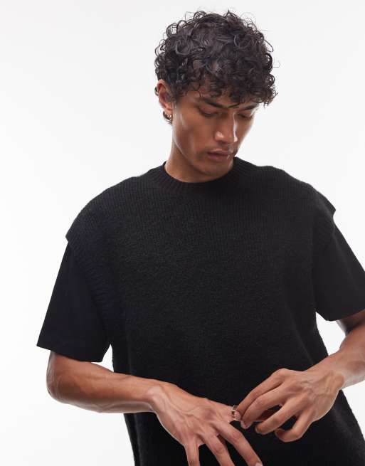 Topman oversized fit tank in black