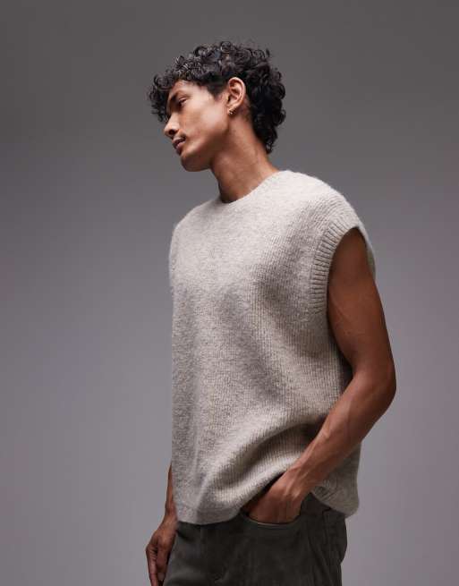 Topman oversized fit tank in stone