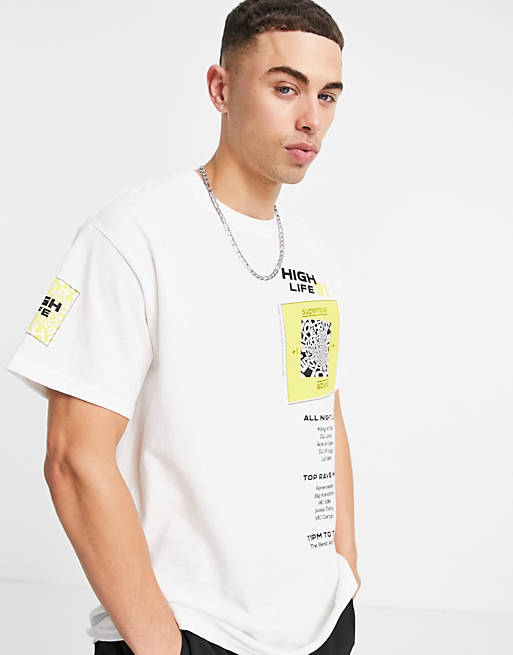 Topman oversized fit tee with high life side print in white | ASOS
