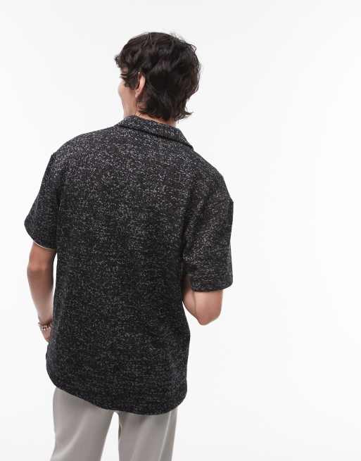 Topman oversized fit textured polo shirt in gray | ASOS