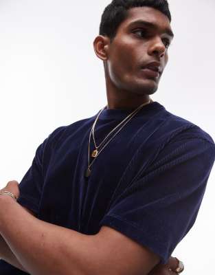 Cord T-Shirt Herren Schwarz - Oversized Basic Shirt Für Sommer