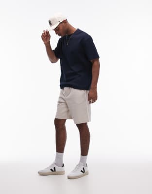 Shop Topman Oversized Fit Waffle T-shirt In Navy