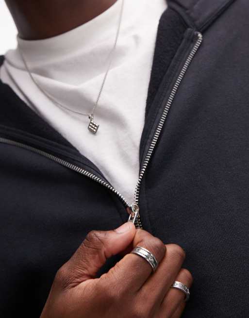 Topman oversized fit washed zip through hoodie in black