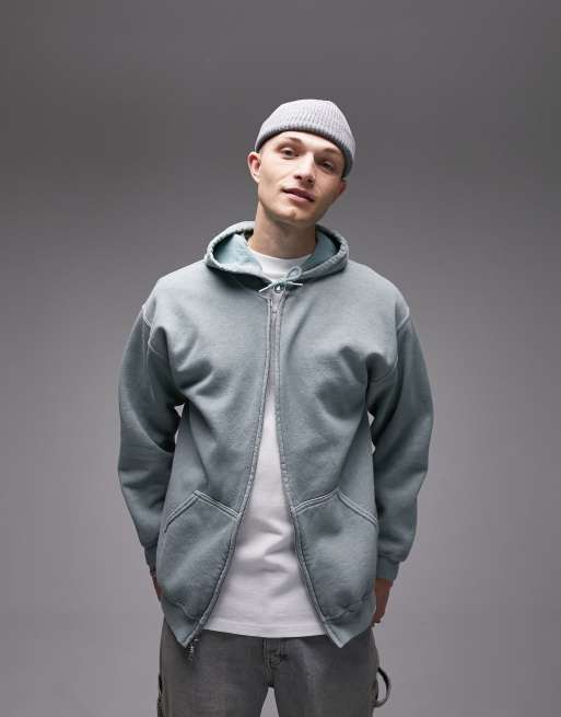 Sage Oversized Zip-Up Hoodie