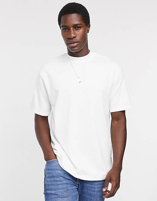 Topman oversized high neck t-shirt in white | ASOS